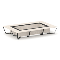 Стол для переговоров прямоугольный Steel Meet KM-PR.B.SP-20K / Тиквуд Светлый – Графит Глянец – Металл Черный / 4800×3200×750 Стол для переговоров прямоугольный Steel Meet KM-PR.B.SP-20K / Тиквуд Светлый – Графит Глянец – Металл Черный / 4800×3200×750
