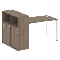 Metal System Quattro Стол офисный с шкафом-купе на П-образном м/к 40БП.РС-СШК-3.3 Т Вяз/Мокко металл 1810×1120×1098