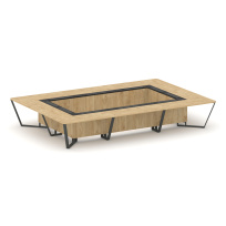 Стол для переговоров прямоугольный Steel Meet KM-PR.B.SP-20K / Тиквуд Светлый – Графит Глянец – Металл Антрацит / 4800×3200×750 Стол для переговоров прямоугольный Steel Meet KM-PR.B.SP-20K / Тиквуд Светлый – Графит Глянец – Металл Антрацит / 4800×3200×750
