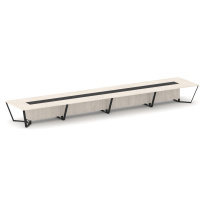 Стол для переговоров прямоугольный Steel Meet KM-PR.B.SP-24 / Тиквуд Светлый – Графит Глянец – Металл Черный / 8000×1600×750 Стол для переговоров прямоугольный Steel Meet KM-PR.B.SP-24 / Тиквуд Светлый – Графит Глянец – Металл Черный / 8000×1600×750