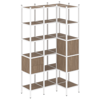 Loft Угловой внутренний стеллаж наборный VR.L-35 Тиквуд тёмный/Белый металл 1278×862×2280 Loft Угловой внутренний стеллаж наборный VR.L-35 Тиквуд тёмный/Белый металл 1278×862×2280