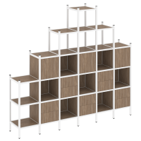 Loft Прямой стеллаж наборный VR.L-24 Тиквуд тёмный/Белый металл 2526×446×2280 Loft Прямой стеллаж наборный VR.L-24 Тиквуд тёмный/Белый металл 2526×446×2280