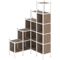 Loft Угловой внутренний стеллаж наборный VR.L-49 Тиквуд тёмный/Белый металл 1278×1278×2280 Loft Угловой внутренний стеллаж наборный VR.L-49 Тиквуд тёмный/Белый металл 1278×1278×2280