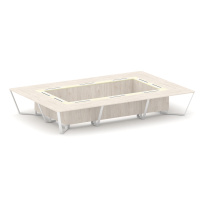 Стол для переговоров прямоугольный Steel Meet KM-PR.B.SP-20K / Тиквуд Светлый – Графит Глянец – Металл Белый / 4800×3200×750