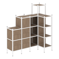 Loft Угловой внутренний стеллаж наборный VR.L-48 Тиквуд тёмный/Белый металл 1694×862×1869 Loft Угловой внутренний стеллаж наборный VR.L-48 Тиквуд тёмный/Белый металл 1694×862×1869