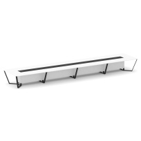 Стол для переговоров прямоугольный Steel Meet KM-PR.B.SP-24 / Тиквуд Светлый – Графит Глянец – Металл Черный / 8000×1600×750 Стол для переговоров прямоугольный Steel Meet KM-PR.B.SP-24 / Тиквуд Светлый – Графит Глянец – Металл Черный / 8000×1600×750