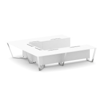 Стол для переговоров П-образный Steel Meet MD-PR.B.SP-11P / Тиквуд Светлый – Нержавеющая Сталь – Хром / 3200×3200×750 Стол для переговоров П-образный Steel Meet MD-PR.B.SP-11P / Тиквуд Светлый – Нержавеющая Сталь – Хром / 3200×3200×750