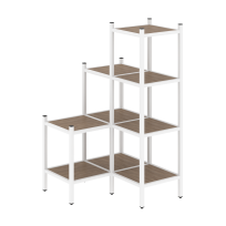 Loft Угловой внутренний стеллаж наборный VR.L-36 Тиквуд тёмный/Белый металл 862×862×1458 Loft Угловой внутренний стеллаж наборный VR.L-36 Тиквуд тёмный/Белый металл 862×862×1458