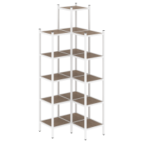 Loft Угловой внутренний стеллаж наборный VR.L-46 Тиквуд тёмный/Белый металл 862×862×2280 Loft Угловой внутренний стеллаж наборный VR.L-46 Тиквуд тёмный/Белый металл 862×862×2280