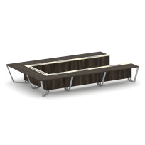 Стол для переговоров П-образный Steel Meet KM-PR.B.SP-15P / Тиквуд Светлый – Графит Глянец – Металл Серый / 4800×3200×750 Стол для переговоров П-образный Steel Meet KM-PR.B.SP-15P / Тиквуд Светлый – Графит Глянец – Металл Серый / 4800×3200×750