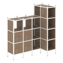 Loft Угловой внутренний стеллаж наборный VR.L-47 Тиквуд тёмный/Белый металл 1694×862×1869 Loft Угловой внутренний стеллаж наборный VR.L-47 Тиквуд тёмный/Белый металл 1694×862×1869