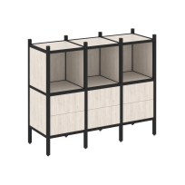Loft Прямой стеллаж наборный VR.L-07 Тиквуд тёмный/Белый металл 1278×446×1047