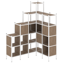 Loft Угловой внутренний стеллаж наборный VR.L-44 Тиквуд тёмный/Белый металл 1694×1278×2280 Loft Угловой внутренний стеллаж наборный VR.L-44 Тиквуд тёмный/Белый металл 1694×1278×2280