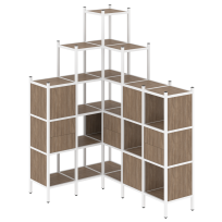Loft Угловой внутренний стеллаж наборный VR.L-43 Тиквуд тёмный/Белый металл 1278×1694×2280 Loft Угловой внутренний стеллаж наборный VR.L-43 Тиквуд тёмный/Белый металл 1278×1694×2280