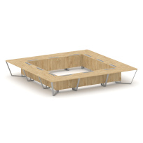 Стол для переговоров квадратный Steel Meet KD-PR.B.SP-24K / Тиквуд Светлый – Металл Серый / 4800×4800×750 Стол для переговоров квадратный Steel Meet KD-PR.B.SP-24K / Тиквуд Светлый – Металл Серый / 4800×4800×750