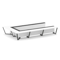 Стол для переговоров П-образный Steel Meet KM-PR.B.SP-15P / Тиквуд Светлый – Графит Глянец – Металл Антрацит / 4800×3200×750 Стол для переговоров П-образный Steel Meet KM-PR.B.SP-15P / Тиквуд Светлый – Графит Глянец – Металл Антрацит / 4800×3200×750
