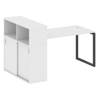 Metal System Стол письменный с шкафом-купе на О-образном м/к БО.РС-СШК-3.3 Т Акация/Антрацит металл 1810*1120*1098