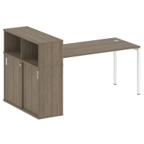 Metal System Quattro Стол офисный с шкафом-купе на П-образном м/к 40БП.РС-СШК-3.4 Т Вяз/Мокко металл 2010×1120×1098
