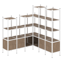 Loft Угловой внутренний стеллаж наборный VR.L-41 Тиквуд тёмный/Белый металл 1694×1694×1869 Loft Угловой внутренний стеллаж наборный VR.L-41 Тиквуд тёмный/Белый металл 1694×1694×1869
