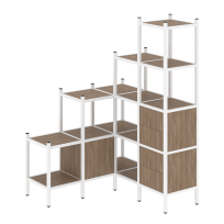 Loft Угловой внутренний стеллаж наборный VR.L-40 Тиквуд тёмный/Белый металл 1278×1278×1869 Loft Угловой внутренний стеллаж наборный VR.L-40 Тиквуд тёмный/Белый металл 1278×1278×1869