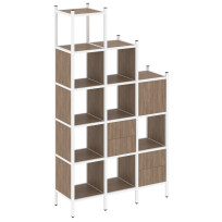 Loft Прямой стеллаж наборный VR.L-21 Тиквуд тёмный/Белый металл 1278×446×2280