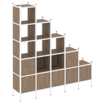 Loft Прямой стеллаж наборный VR.L-23 Тиквуд тёмный/Белый металл 2110×446×2280 Loft Прямой стеллаж наборный VR.L-23 Тиквуд тёмный/Белый металл 2110×446×2280