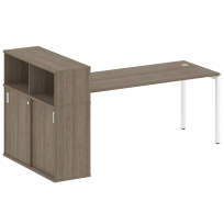 Metal System Quattro Стол офисный с шкафом-купе на П-образном м/к 40БП.РС-СШК-3.5 Т Вяз/Мокко металл 2210×1120×1098