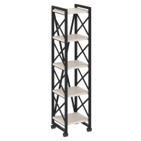Loft Стеллаж на колесных опорах-5 полок VR.L-MST.K-5.4 Тиквуд тёмный/Чёрный металл 400×400×1704 Loft Стеллаж на колесных опорах-5 полок VR.L-MST.K-5.4 Тиквуд тёмный/Чёрный металл 400×400×1704