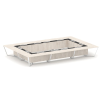 Стол для переговоров прямоугольный Steel Meet KM-PR.B.SP-26K2 / Тиквуд Светлый – Графит Глянец – Металл Белый / 6000×4000×750