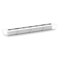 Стол для переговоров прямоугольный Steel Meet KM-PR.B.SP-24 / Тиквуд Светлый – Графит Глянец – Металл Белый / 8000×1600×750 Стол для переговоров прямоугольный Steel Meet KM-PR.B.SP-24 / Тиквуд Светлый – Графит Глянец – Металл Белый / 8000×1600×750