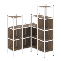 Loft Угловой внутренний стеллаж наборный VR.L-39 Тиквуд тёмный/Белый металл 1278×1278×1869 Loft Угловой внутренний стеллаж наборный VR.L-39 Тиквуд тёмный/Белый металл 1278×1278×1869