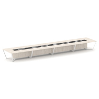 Стол для переговоров прямоугольный Steel Meet KM-PR.B.SP-24 / Тиквуд Светлый – Графит Глянец – Металл Белый / 8000×1600×750
